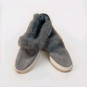 Rachel Zoe Burke Fur Lined Slip On Sneakers Shoes Womens 8M Gray